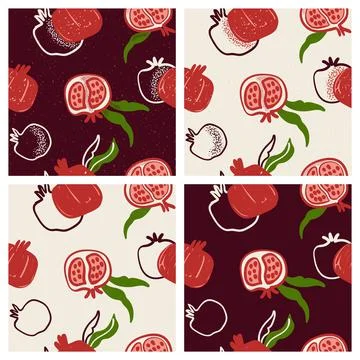 Seamless pomegranat pattern. Artistic texture. Vintage color scheme. Ilustración de archivo