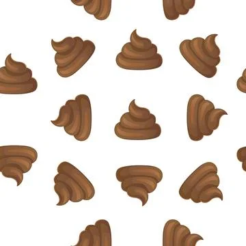 Seamless poop pattern Cartoon shit isolated on white background Stock Illustration