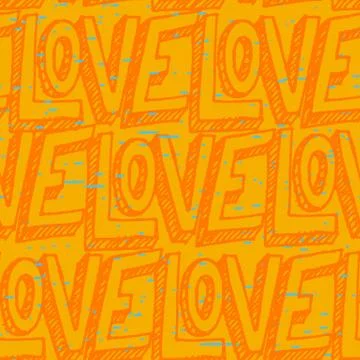 Seamless pop art pattern, repeating doodle LOVE lettering for Valentine's day Illustrazione stock