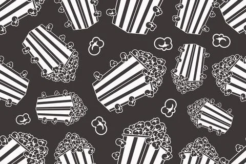 Seamless Popcorn Pattern Background Vector Illustration Stock Illustration