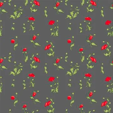 Seamless Poppy flower bright pattern Stock Illustration