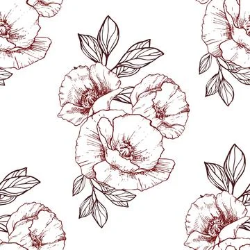 Seamless poppy pattern Stock Illustration