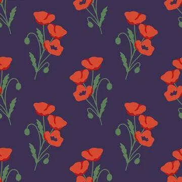 Seamless poppy pattern Stock Illustration