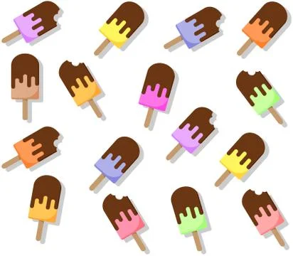 Seamless popsicle pattern. Flat candy background Stock Illustration