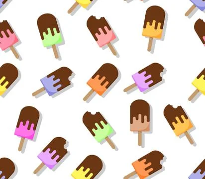 Seamless popsicle pattern over white background Illustrazione stock