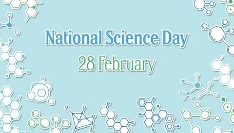 Seamless poster pattern with molecular structures, stickers and greetings for Stock Illustration