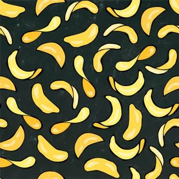Seamless with Potato Chips. Isolated On a White Background Doodle Cartoon Hand Stock Illustration