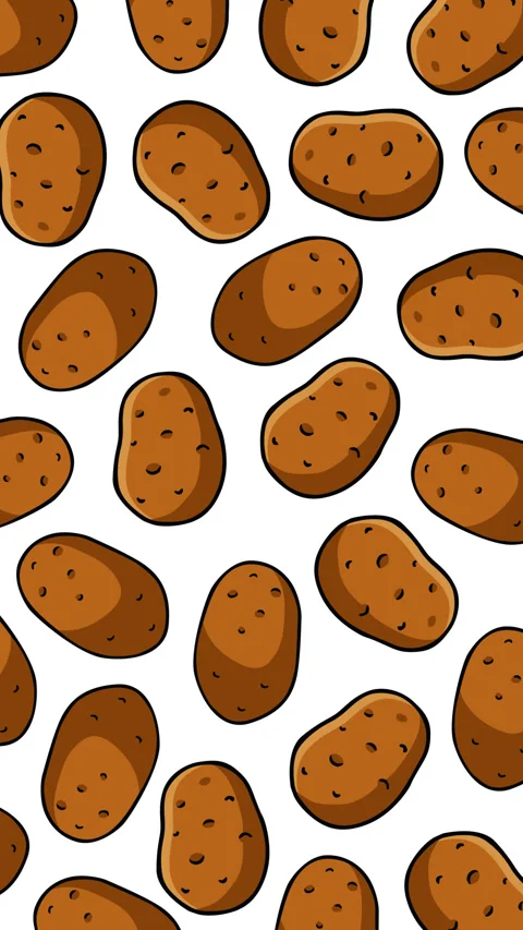Seamless Potato Pattern Background with Repeating Brown Potatoes on White Su Stock Footage 337149248