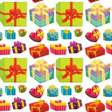 Seamless present boxes in different color Stock Illustration