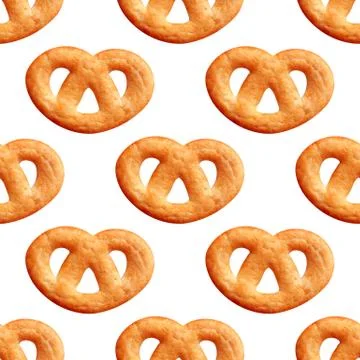 Seamless pretzel pattern isolated on white background 스톡 사진