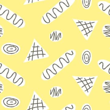 Seamless primitive ethnic pattern with black zig zag brush strokes 스톡 일러스트