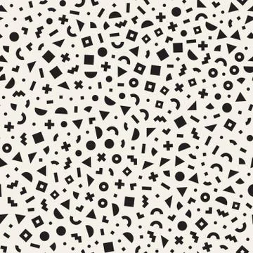 Seamless primitive jumble minimalism patterns. Randomly scattered geometric.. Stock Illustration