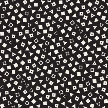Seamless primitive jumble minimalism patterns. Randomly scattered geometric s Stock Illustration