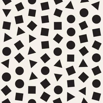 Seamless primitive jumble minimalism patterns. Randomly scattered geometric s Stock Illustration