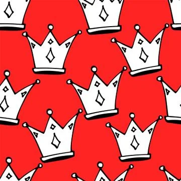 Seamless princess pattern with crowns. vector illustration. Illustrazione stock