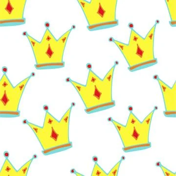 Seamless princess pattern with crowns. vector illustration. Illustrazione stock