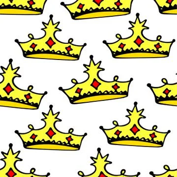 Seamless princess pattern with crowns. vector illustration. Stock Illustration