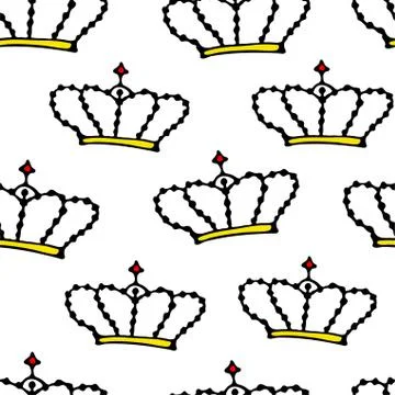 Seamless princess pattern with crowns. vector illustration. Illustrazione stock