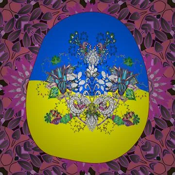 Seamless Print. Elements blue, pink and yellow on colors. Freedom. Flat doodles. Illustrazione stock