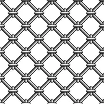 Seamless prison grating with rings, vector metal mesh grating bound rings, anti Stock Illustration