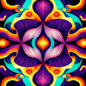 Seamless psychedelic and trippy pattern for background Stock Illustration