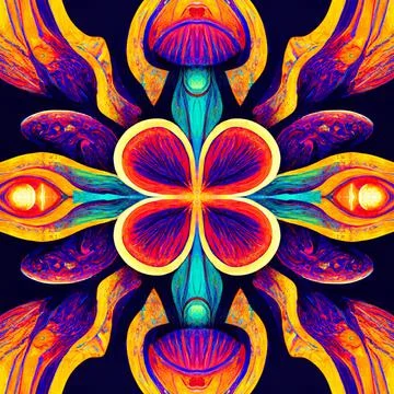 Seamless psychedelic and trippy pattern for background Stockillustratie