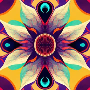 Seamless psychedelic and trippy pattern for background Illustrazione stock