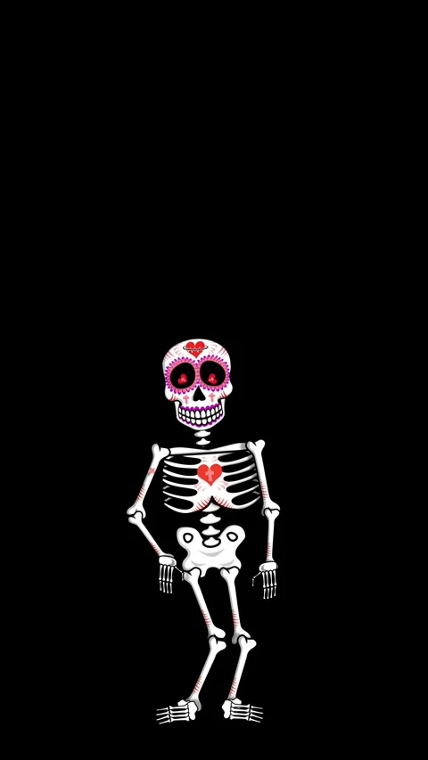 Seamless psychedelic background with Mexican dancing skeleton isolated with copy Video stock 322617632