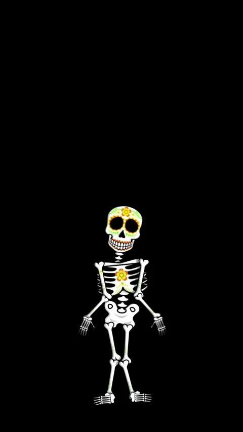 Seamless psychedelic background with Mexican dancing skeleton isolated with copy Video stock 322620858