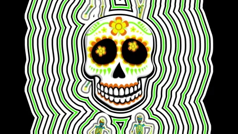 Seamless psychedelic background with Mexican sugar skull with wave effect. Vidéo 267291116