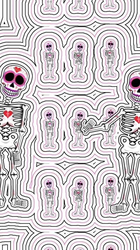Seamless psychedelic background with Mexican sugar skeleton with wave effect. Stock Footage 322516073