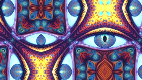 A seamless psychedelic background with a third eye entity. Psychedelics Stock Footage 227323192