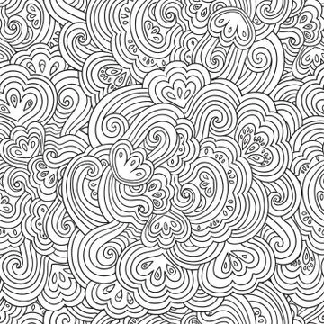 Seamless psychedelic pattern with crazy black and white ornamental elements. Stockillustratie