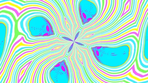 Seamless psychedelics loopable animation of alien heads cartoon style with Video stock 314428721