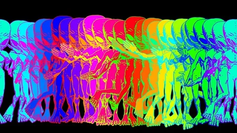 Seamless psychedelics loopable animation of dancing alien cartoon style with 動画素材 314392129