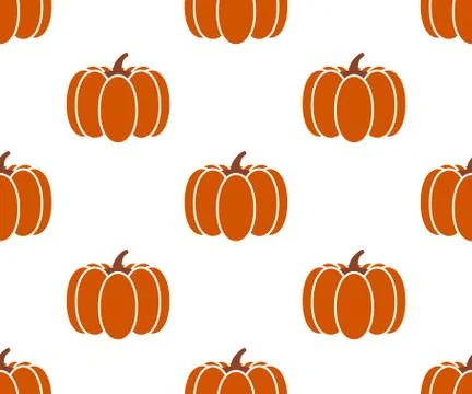 Seamless pumpkin background isolated on white Stock Illustration