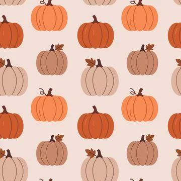 Seamless Pumpkin Pattern Autumn Harvest Vector Background イラスト素材