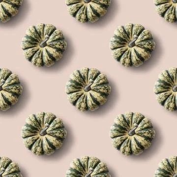 Seamless pumpkin pattern on pink background. Foto stock