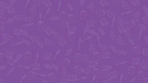 Seamless purple animated background with educational stationery line art pa.. 스톡 동영상 333833443
