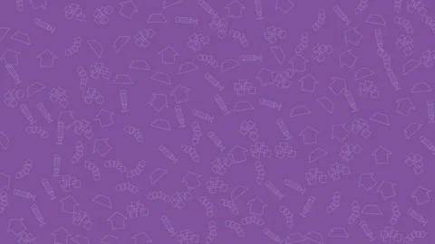 Seamless purple background pattern with playful outline icons perfect for e.. Stock Footage 333488620
