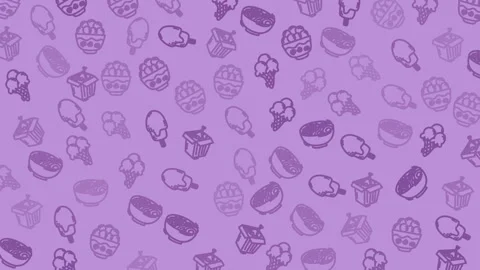 Seamless purple dessert icon pattern background with cupcakes donuts Видео 331416545