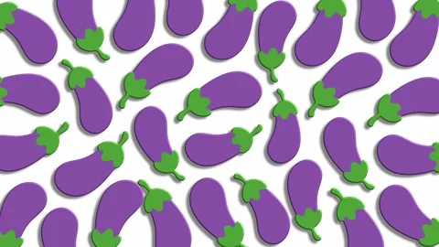 Seamless purple eggplant pattern on white background for food decor Stock Footage 324858338
