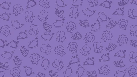 Seamless purple floral pattern with small flower and leaf motifs background Stock Footage 321640186