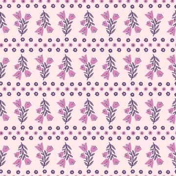 Seamless purple flower pattern. Decoration beautiful background design. Drawing Stock Illustration