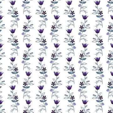 Seamless purple flowers Stock Illustration