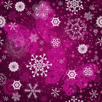 Seamless purple gradient pattern with snowflake Stock Illustration
