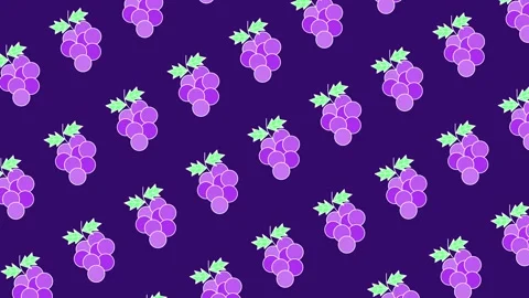 Seamless purple grape pattern for juice screen wallpaper. Minimalist fresh fruit Stock Footage 331867092