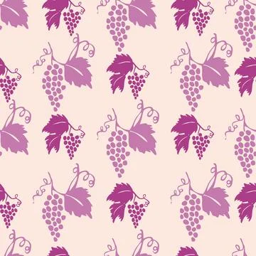 Seamless purple grapes pattern illustration Stock Illustration