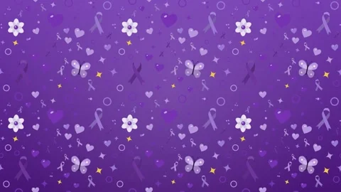 Seamless purple pattern of awareness ribbons Stock Footage 348617863
