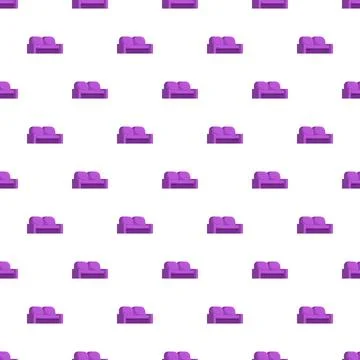 Seamless purple two seater sofa couch pattern on white Stock Illustration
